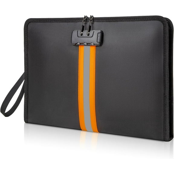 Fireproof Document Bag with Lock,13"×9.2" Fireproof Money Bag,with Zipper and Lock,Suitable for Tablets, A4 Documents, Cash, Mobile Phones, Credit Cards and Notarized Documents.