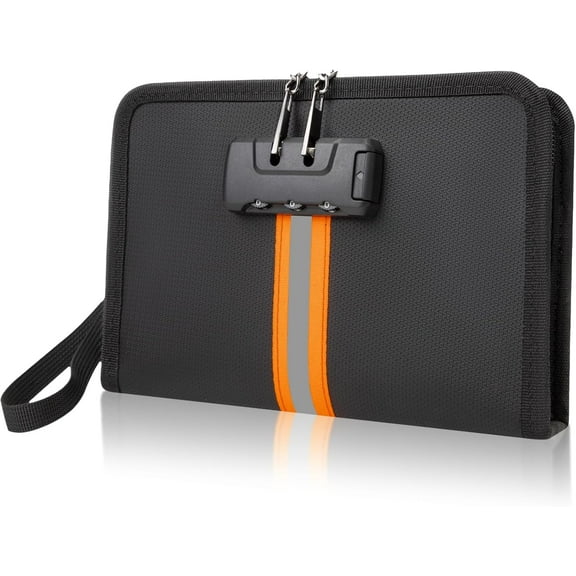 Fireproof Document Bag with Lock,13"×9.2" Fireproof Money Bag,with Zipper and Lock,Suitable for Tablets, A4 Documents, Cash, Mobile Phones, Credit Cards and Notarized Documents.