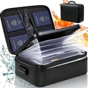 Fireproof Document Bag with Lock Fireproof Document Storage Case ANUNU Water Resistant Money Bag Storage Pouch Organizer Case Home Office for Documents Files Money Cards Passport Valuables