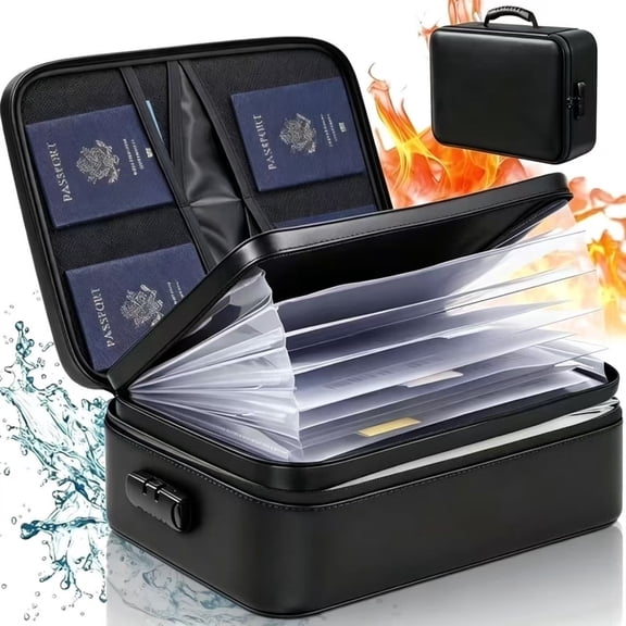 Fireproof Document Bag with Lock Fireproof Document Storage CaseANUNU Water Resistant Money Bag Storage Pouch Organizer Case Home Office for Documents Files Money Cards Passport Valuables
