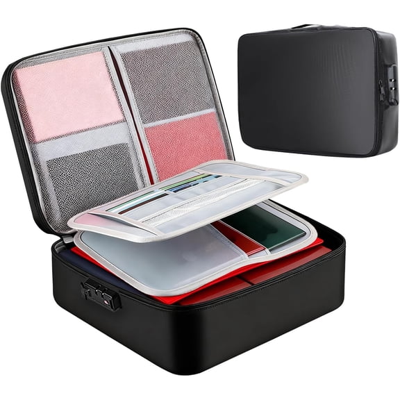 Fireproof Document Bag with Lock, Fireproofs Photo Storage Box, Fire Proof Safe for Home Documents, Portable Home Travel Safe Storage Box for Important Files, Laptop