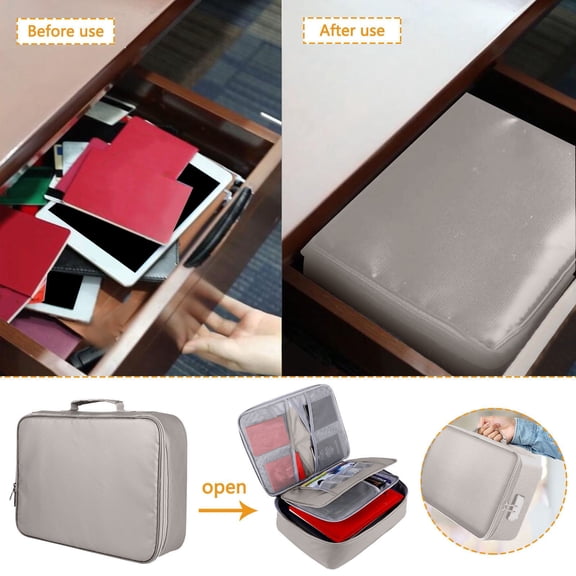 Fireproof Document Bag, Portable Multifunctional Fire Resistant Storage Soft Case for Travel Home Office, Emergency Organizer Pouch with Water Resistant Zipper