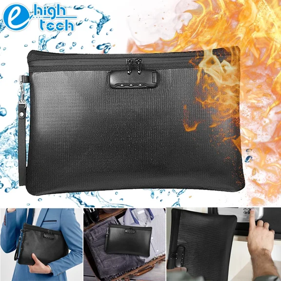 Fireproof Document Bag W/ Lock Waterproof Organizer Safe File Cash Storage Pouch