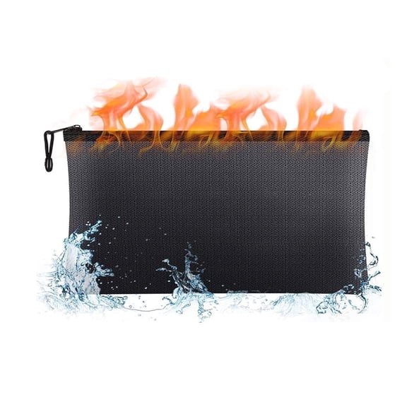 Fireproof Document Bag Water-Resistant Money Pouch with Zipper, Fireproof Safe Storage Holder Fireproof Wallet for Document Credit Card Cash Phone Car Key Passport