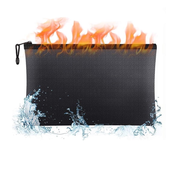Fireproof Document Bag Water-Resistant Money Pouch with Zipper, Fireproof Safe Storage Holder Fireproof Wallet for Document Credit Card Cash Phone Car Key Passport