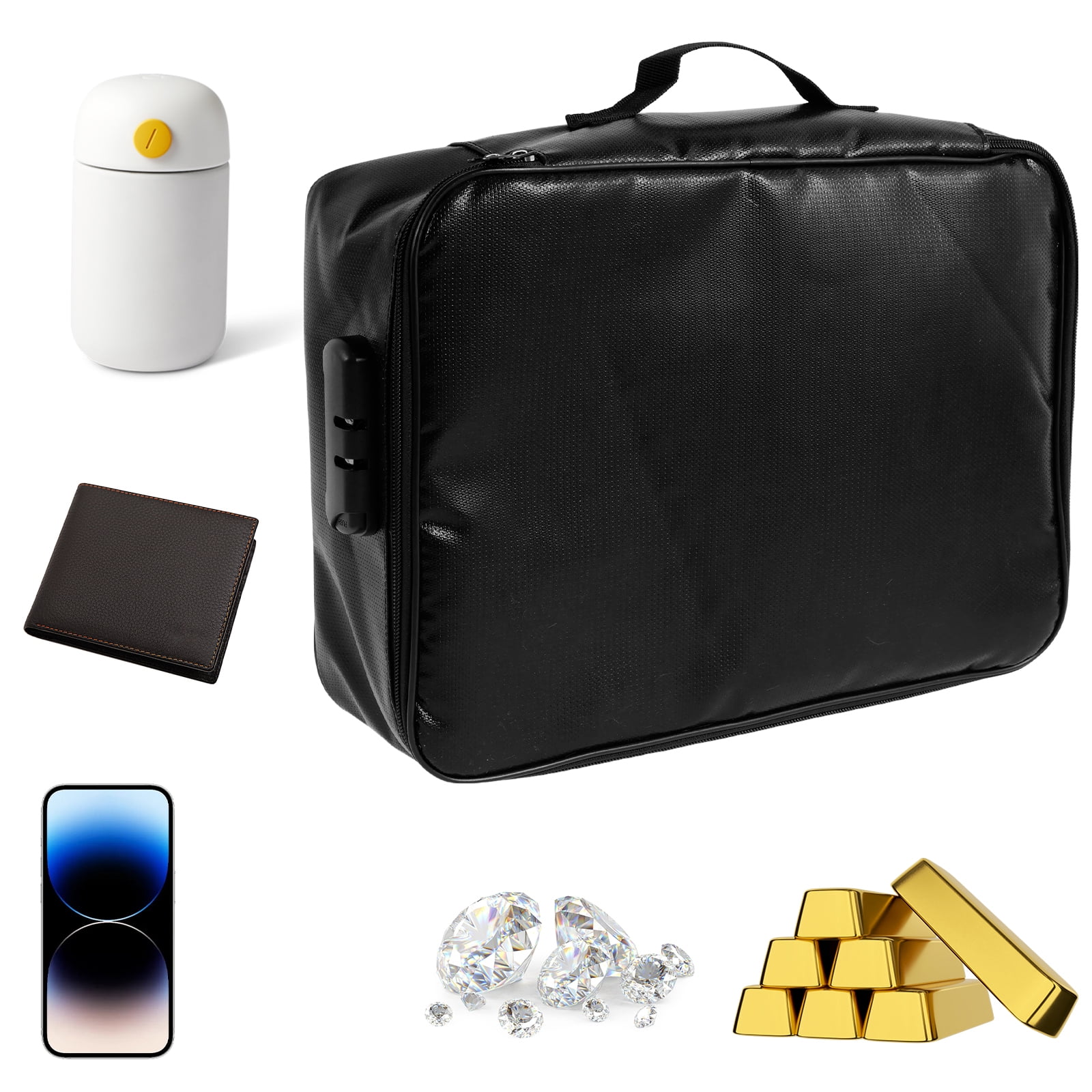 Fireproof Document Bag Waterproof 3 Layers Document Organizer with Lock ...