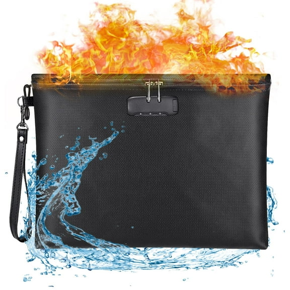 Fireproof Document Bag, Waterproof Zipper Bag 14.1"x 9.8" Storage Organizer Pouch for A4 A5 Documents Holder,File,Cash