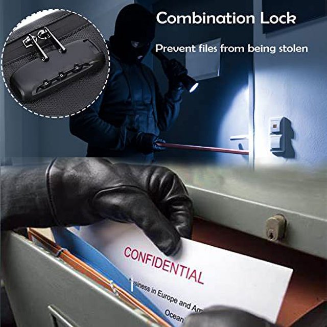 Fireproof Document Bag with Lock, 14x10 Notary Bag with Zipper Closure