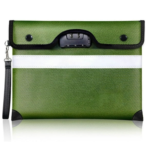 Fireproof Document Bag with Lock, Upgraded Fireproof Money Bag for Cash w. Zipper/Reflective Strip, Water Resistant Fireproof Bag for Documents