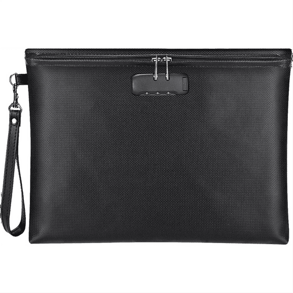 Fireproof Document Bag with Lock, Zipper Closure, Storage Pouch for A4 Letter Size Document, Cash,Cell Phone,Tablet