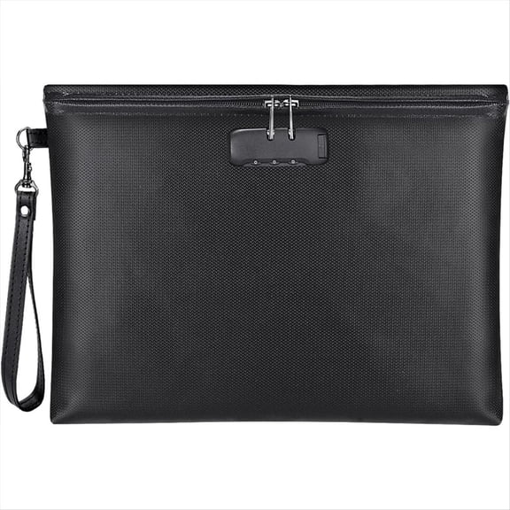Fireproof Document Bag with Lock, Zipper Closure, Storage Pouch for A4 Letter Size Document, Cash,Cell Phone,Tablet