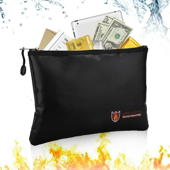 Fireproof Document Bags, Waterproof and Fireproof Cash Money Bag, Safe Storage Pouch Envelope Bag Fireproof Safe Storage Pouch Organizer with Zipper for Document Holder,File,Cash and Tablet