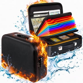 Fireproof Document Box,Blacksmith 4 Layer Hard Shell Case Fireproof Document Bag with Lock and Waterproof Zipper,Black