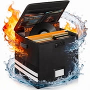 Fireproof Document Box,Blacksmith 13 inch Fireproof Safe Box for File Documents with Lock and Pocket,Fireproof File Box for Important Documents,Passports,Laptop,Black