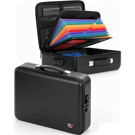 Fireproof Document Box - Hard-Shell Design Waterproof & Fireproof Document Safe with Lock, Fire Box Safe for Documents, Laptops, Passports Ex.16.5 x 12 x 5 inches, Black