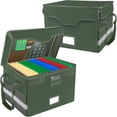 thumbnail image 1 of Fireproof Document Box with Lock,File Storage Organizer with Pockets,Collapsible Portable File Box Home Office  Filing Cabinet with Handle for Hanging Letter/Legal Folders,Green,2 Pack, 1 of 4