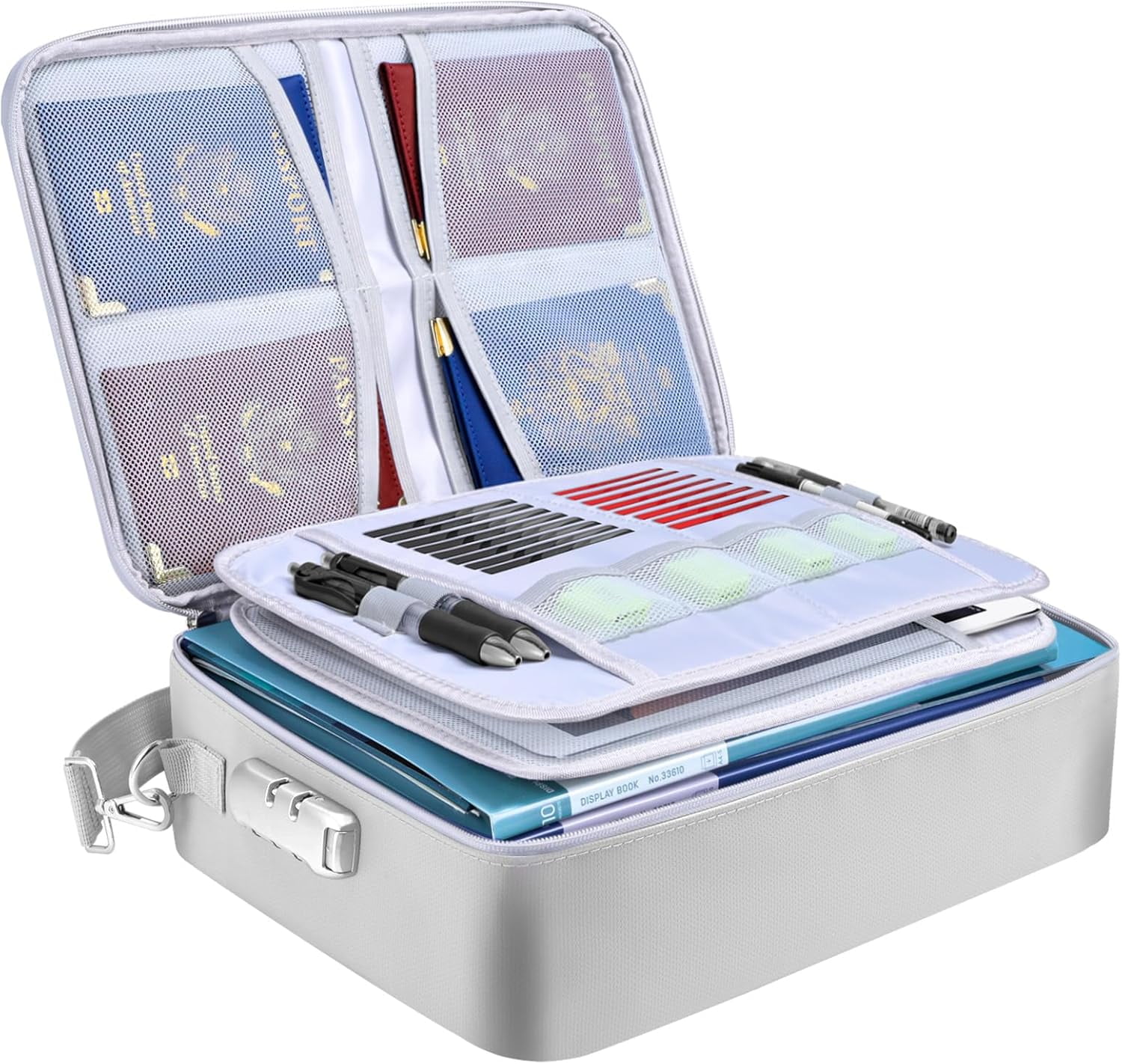 Fireproof Document Box with Lock, Portable Fireproof Document Bag ...