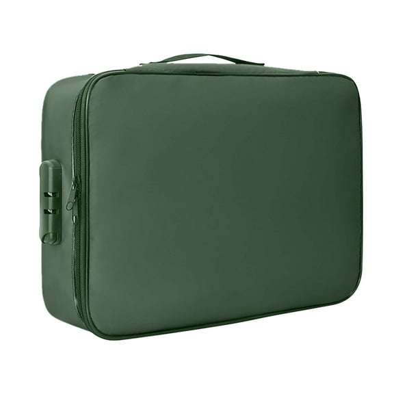Fireproof Document Box with Lock, Waterproof Fire Proof File Organizer with Multi-Layers Storage, Portable Home Office Safe for Important Documents and Laptop-Green