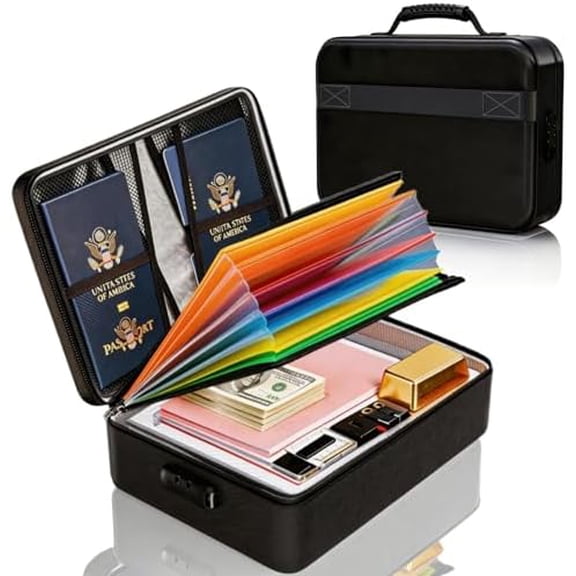 Fireproof Document Box (Soft-Shell) with Lock, 5200F Fireproof & Water-Resistant File Organizer for Important Documents, Certificates, Passport & 14" Laptop, Home Office Travel