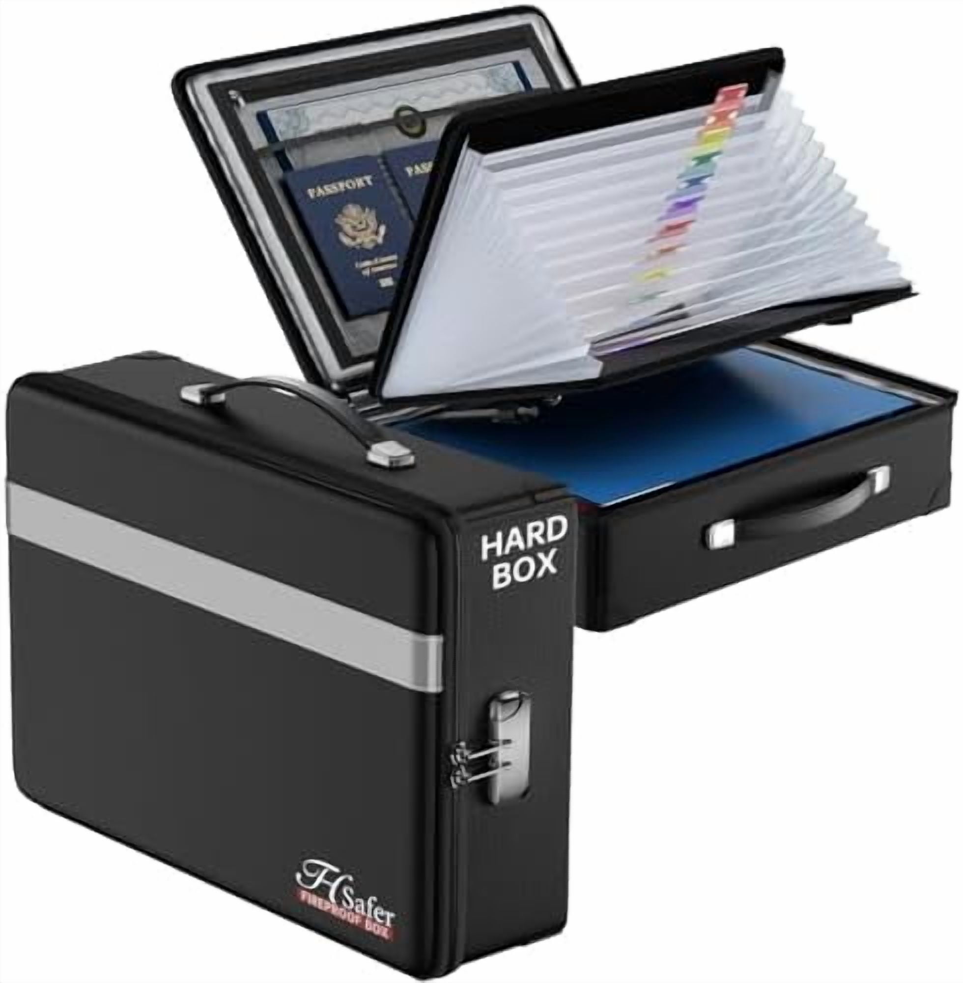Fireproof Document Box with lock, File Organizer with Fireproof Zipper ...