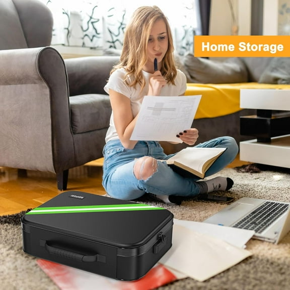 Fireproof Document Box with 3-Digit Lock - Black - 5200 Heat Insulated, Waterproof & Fireproof Storage for Important Documents