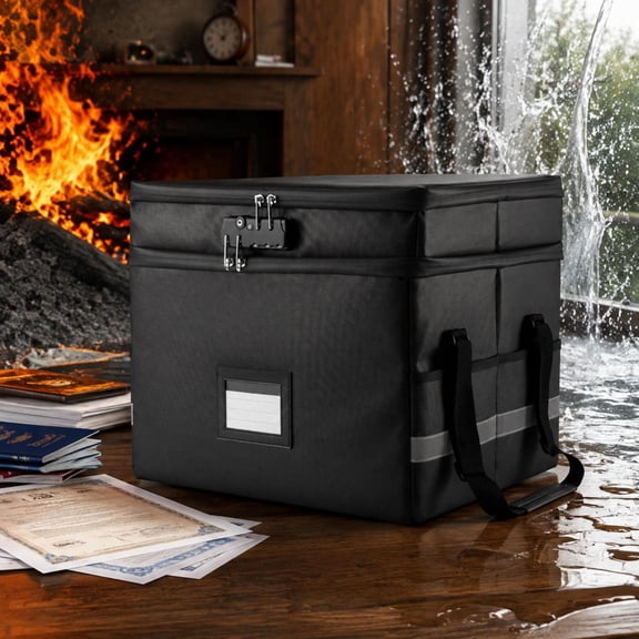 Fireproof Document Box, with Lock, Waterproof, Two-Layer Design, Portable, for Storing Passports and Important Documents