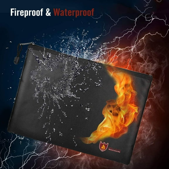 Fireproof Document and Money Bags(1832℉),Waterproof Cash Envelope Holder,Fireproof Safe Storage Pouch with Zipper for Jewelry,File,Tablet,iPad,Passport,Valuables,S