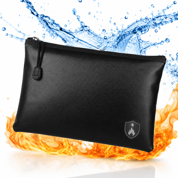Fireproof Document and Money Bags,10.6" x 6.7" Waterproof Cash Envelope Holder for Jewelry,File,iPad,Passport