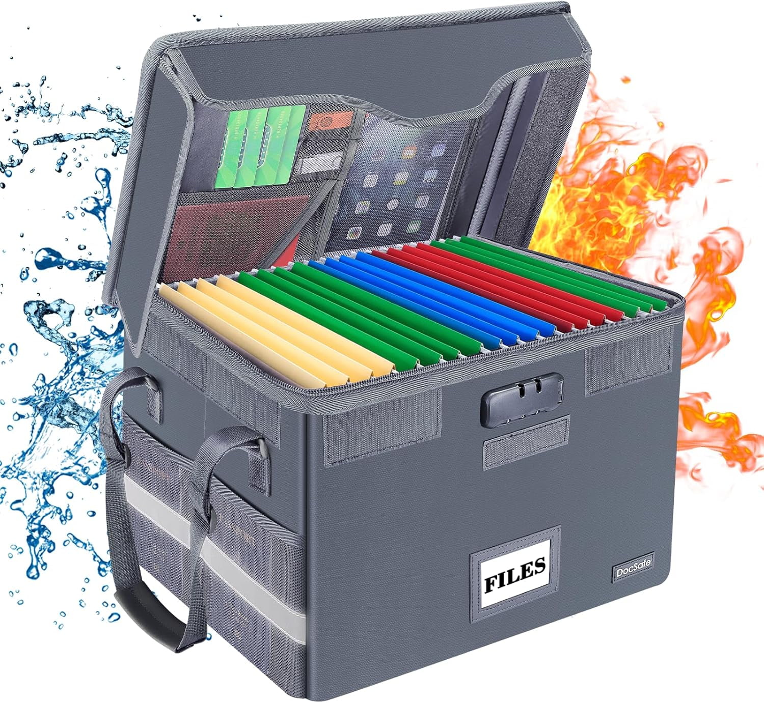 Fireproof File Box with Lock, Document Storage Organizer with Mesh ...