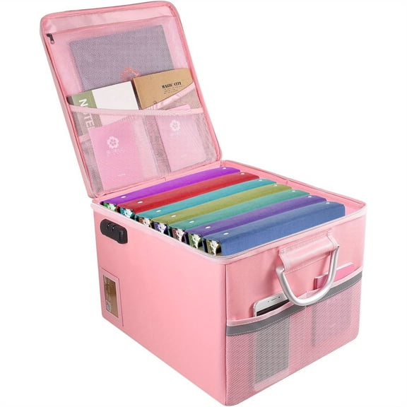 Fireproof File Box with Lock, Collapsible Document Organizer with Handle for Letter & Legal Files, Certificates and Important Documents