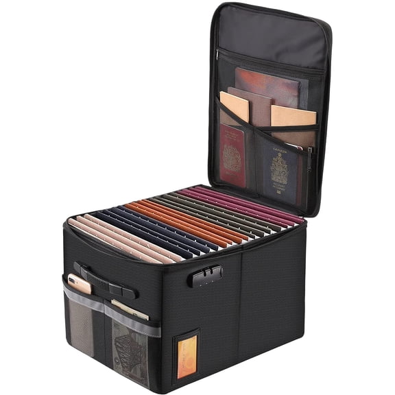 Fireproof File Cabinet with Lock, Document Organizer Collapsible Box Filing Handle for Letter Legal Folder Certifications