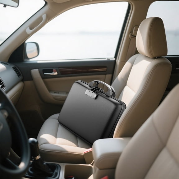 Fireproof File with Lock Case Fireproof Document Box with Pockets File Folder Portable Home Office Travel Solid Storage for Important Documents Laptop black 15.5 In