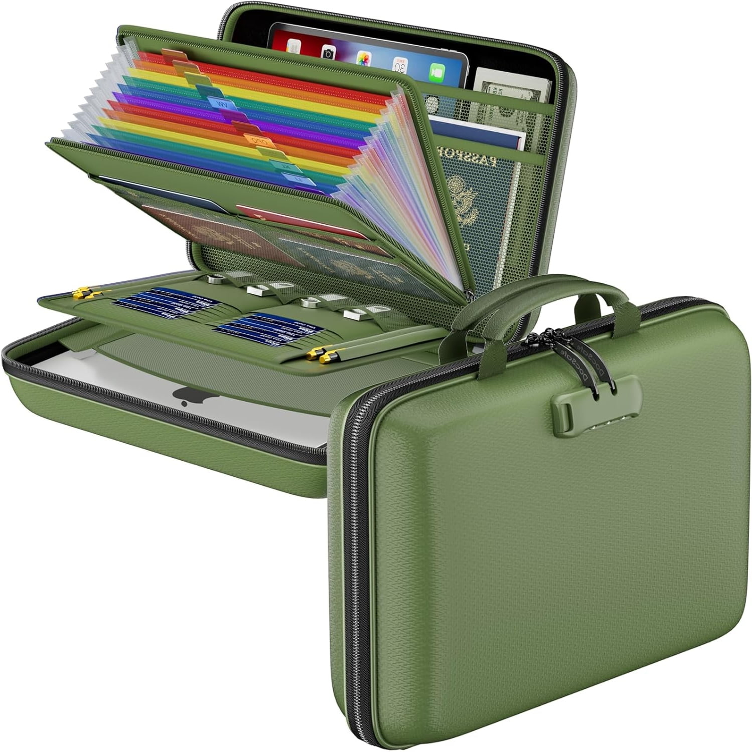 Fireproof File Organizer with Lock, Hard-Shell Case Fireproof Document Box with
