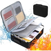 Fireproof File Storage Bags,with Letter Size File Bag, Document Organizer with Lock Water-Resistant Portable for Home Office Travel for Important File Passport Laptop,Black