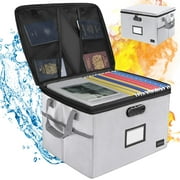 Fireproof File Storage Organizer, Water-Resistant Document Organizer with Lock, Portable File Box Cabinets with Handle, Document Safe for Home Office for Legal Folder, Nokbox,Grey