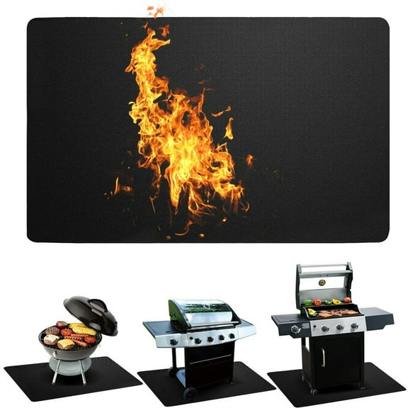 Fireproof Fireplace Floor Mat 39"x60" | Flame Retardant Hearths & BBQ Grill Protector | Non-Slip, High Temperature Resistant Polyester Mat for Spark & Ash Defense