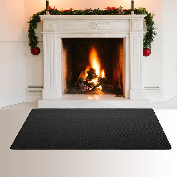 Fireproof Fireplace Hearth Mat 42x24 Inch Fire Resistant Rectangular Rug Heated Floor Protector For Outdoor Grills Woodstoves