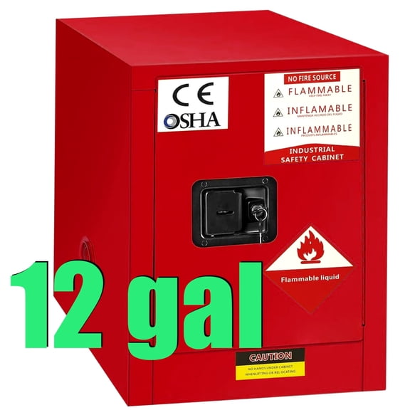 Fireproof Flammable Storage Cabinet 12 Gallon, 23x18.11x18.11 inch, Red, Galvanized Steel Adjustable Thickened Shelf, Liquid Storage, Hazardous Storage Cabinets, Safety Cabinets for Home Garage