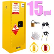Fireproof Flammable Storage Cabinet 15 Gallon, Adjustable Thickened Shelf, Galvanized Steel, Yellow, Liquid Storage, Hazardous Storage Cabinets, Safety Cabinets for Laboratory Storage