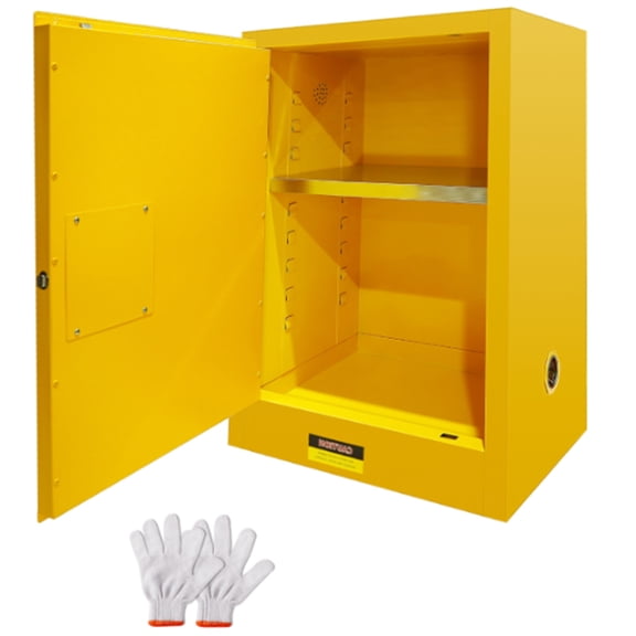 Fireproof Flammable Storage Cabinet 18 Gallon, Adjustable Thickened Shelf 35x23x18.11 Inch Yellow Galvanized Steel, Liquid Storage, Hazardous Storage Cabinets, Safety Cabinets for Laboratory Use