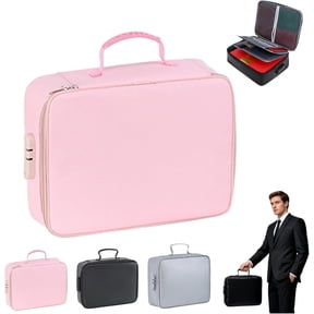 Fireproof Keepsake Box with Lock, Fireproof and Waterproof Document Storage Box for Documents, Portable Home Travel Safe Storage for Important Documents, Files and More (Pink)