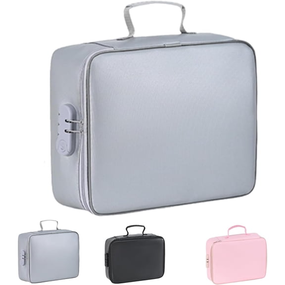 Fireproof Keepsake Box with Lock, Fireproof and Waterproof Document Storage Box for Documents, Portable Home Travel Safe Storage for Important Documents, Files and More (Pink)