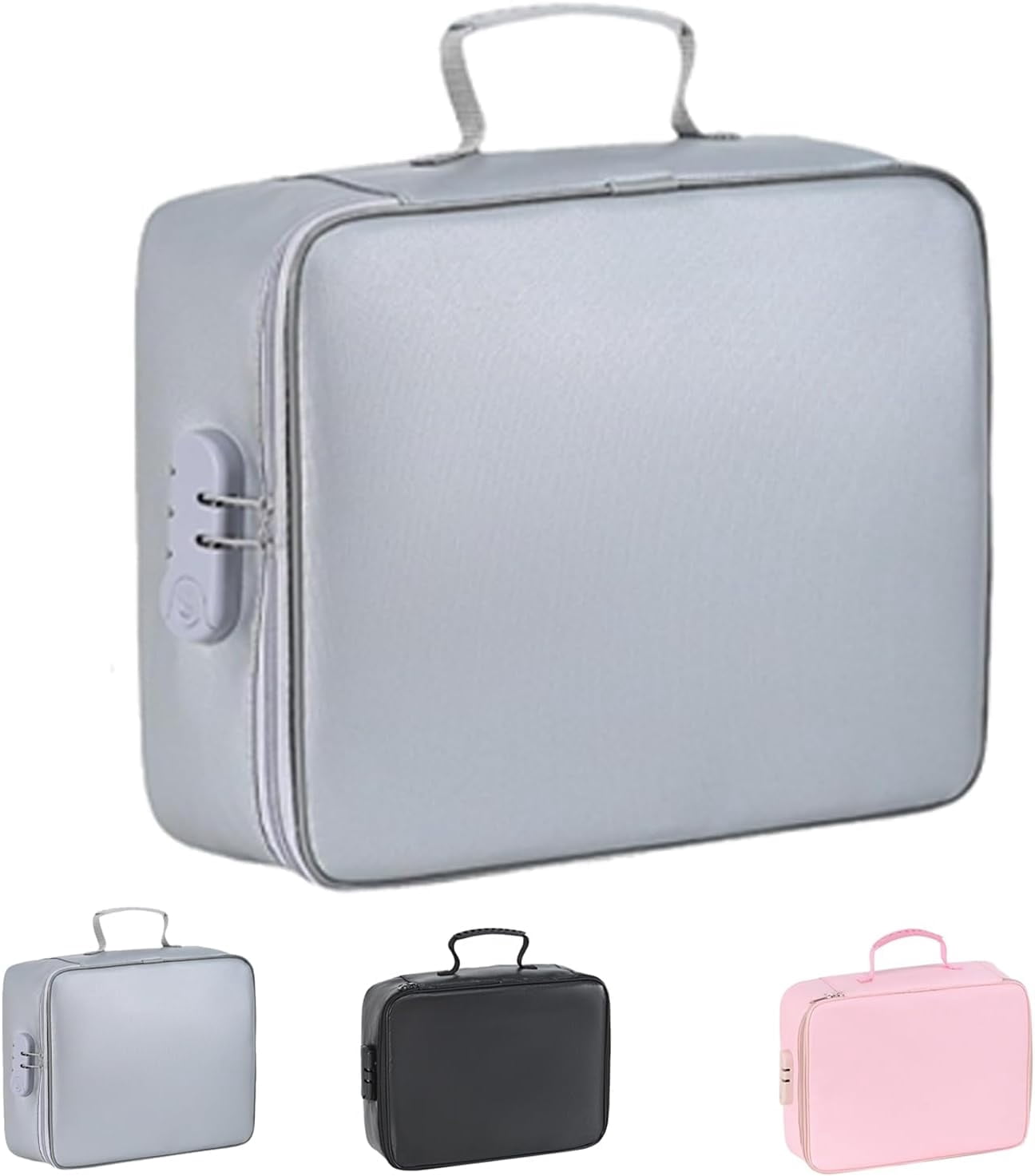 Fireproof Keepsake Box with Lock, Fireproof and Waterproof Document Storage Box for Documents, Portable Home Travel Safe Storage for Important Documents, Files and More (Pink)