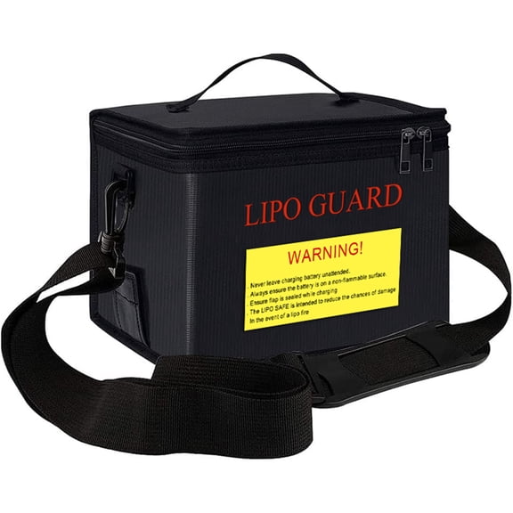 Fireproof Lipo Safe Bag, Explosion-Proof Battery Protective Guard Pouch with Handle Strap, Portable Storage for Charging and Storage, 8.46 x 6.5 x 5.71 inches