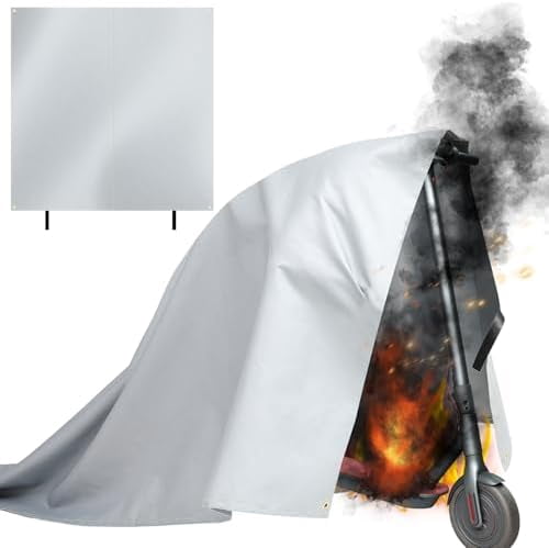 FLASLD Fireproof Lithium Battery Cover – 79×79 Inch Grey Blanket For E-Scooter & E-Bike, Quick Isolation For Small Fires