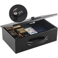 thumbnail image 1 of Fireproof Lock Box for Documents, Dual Combination and Key Lock Security with Carrying Handle, Metal Strong Safe Box to Keep Personal Items,Documents, Exterior 12.8" x 8.4" x 4.5", Black, 1 of 7