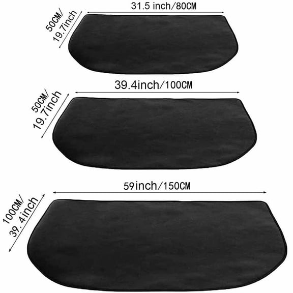Fireproof Mat Fire Retardant Fiberglass Rug - Protective Hearth Mat for Fireplace, Heat Shield Floor Carpet, Black L