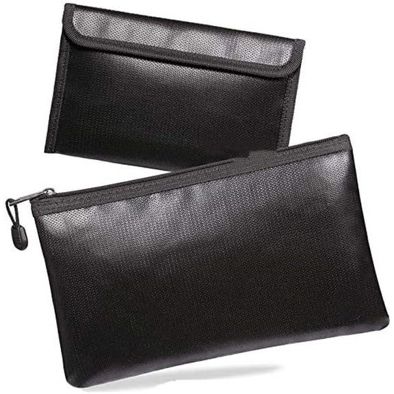 Fireproof Money Bag - 10.6"x6.7" & 5"x8" Small Fireproof Bags,Bank Deposit & Passport Safe Storage Envelope