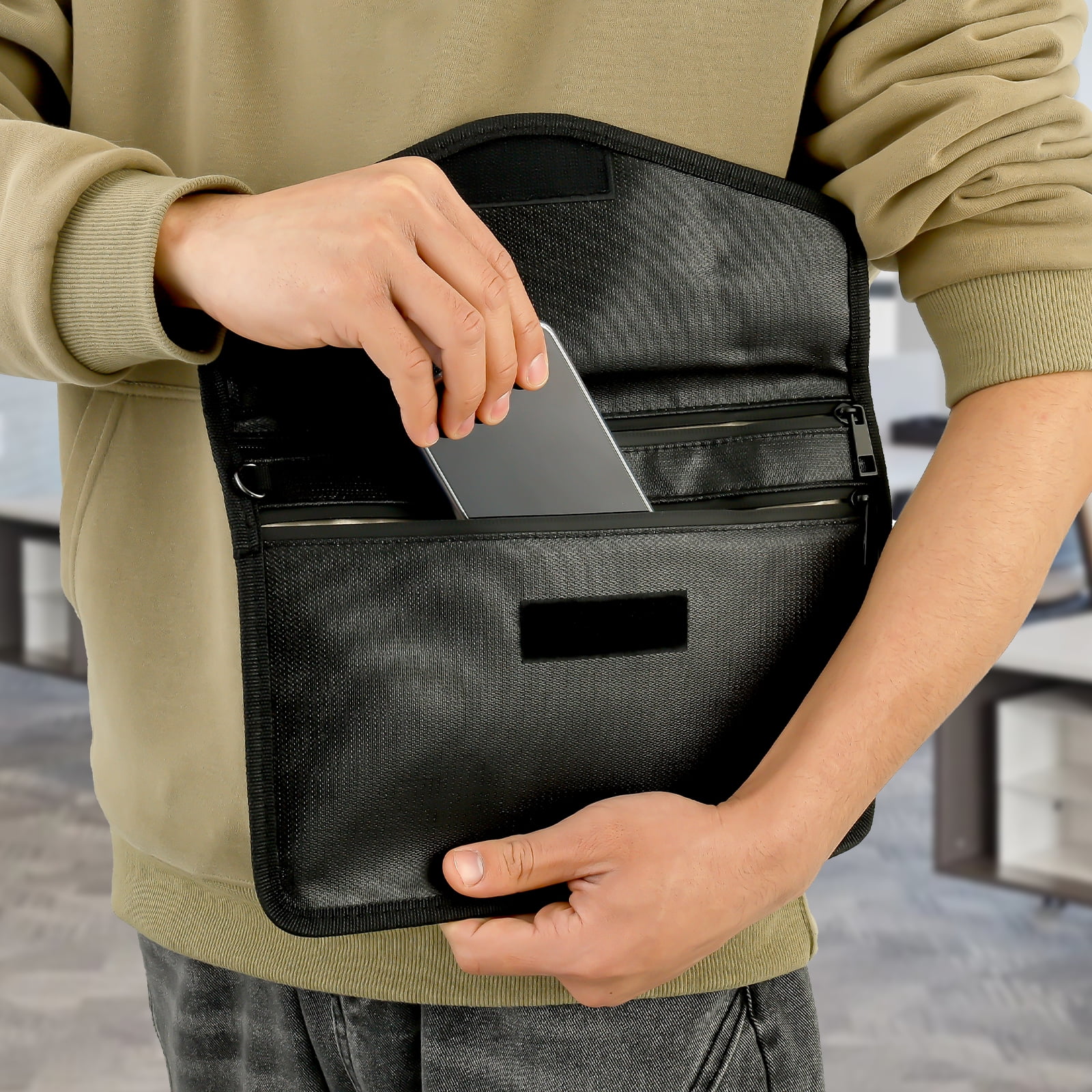 Sutowe Fireproof Money Bag with Zipper Waterproof Fireproof Cash Bag Portable Fireproof Document Bag Safe Fireproof Bag Money Deposit Bag for Cash Mobile Phones Keys