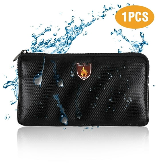Fireproof Money Document Bag,8.2"x4.7" Waterproof and Fireproof Bag for Documents,Fireproof Money Bag with Zipper,Fireproof Safe Storage Pouch for Holder,File,Cash,Passport,Tablet